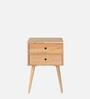 Fabio Solid Wood Bedside Table In Natural Finish With Drawers