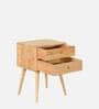 Fabio Solid Wood Bedside Table In Natural Finish With Drawers