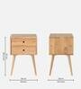 Fabio Solid Wood Bedside Table In Natural Finish With Drawers