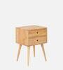 Fabio Solid Wood Bedside Table In Natural Finish With Drawers