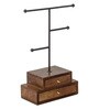 2 Compartments Wood Bangle Stand In Brown Jewellery Organiser