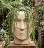 FACE PLANTER Beige 18 Inch German Polymer Round Plant Container
