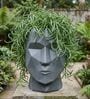 FACE PLANTER Grey 18 Inch German Polymer Round Plant Container