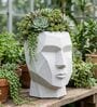 FACE PLANTER Marble White 18 Inch German Polymer Round Plant Container