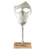 Face Sculpture Silver Wood & Aluminium Showpiece