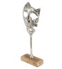 Face Sculpture Silver Wood & Aluminium Showpiece