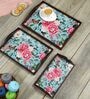 Fairy Garden Brown Teak Wood & MDF Serving Tray (Set of 3) Reinvention factory