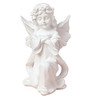 Fairy Statue with Wings One Knee White Resin Figurine