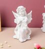 Fairy Statue with Wings One Knee White Resin Figurine