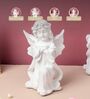 Fairy Statue with Wings One Knee White Resin Figurine