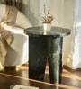 Fal Marine Black Marble Side Table In Matte Finish Fal Marine Black Marble Side Table In Matte Finish