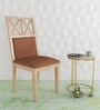 Falcon Solid Wood Dining Chair with Cushion in Pastle Brown Colour