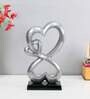 Family Heart Vblue And Black Base Raw Finish Small Sculpture