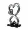 Family Heart Vblue And Black Base Raw Finish Small Sculpture