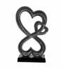 Family Heart Vblue And Black Base Raw Finish Small Sculpture