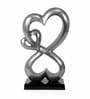 Family Heart Vblue And Black Base Raw Finish Small Sculpture