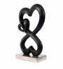 Family Heart Black And Silver Base Raw Finish Small Sculpture