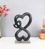 Family Heart Black And Silver Base Raw Finish Small Sculpture