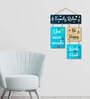 Family Rules Multicolour Engineered Wood Wall Hanging Quotes