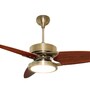 Fanzart Propeller 52" Ceiling Fan With 3 x Blades Multi Coloured LED & Remote Control (Antique Brass)
