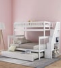 Farmhouse Pine Wood Trundle Bunk Bed in White