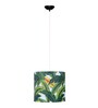Farmhouse Retro Hanging Lights, Block Printed Drum Shade Pendant, Leafy Affair Design