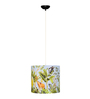 Farmhouse Retro Hanging Lights, Block Printed Drum Shape Pendant, Jungle Design