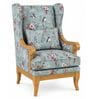 Faron Teak Wood Wing Chair With Suede Fabric In Green Colour Faron Teak Wood Wing Chair With Suede Fabric In Green Colour