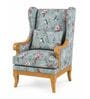 Faron Teak Wood Wing Chair With Suede Fabric In Green Colour Faron Teak Wood Wing Chair With Suede Fabric In Green Colour
