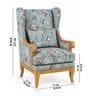 Faron Teak Wood Wing Chair With Suede Fabric In Green Colour Faron Teak Wood Wing Chair With Suede Fabric In Green Colour