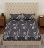 Grey Abstract 180 TC Polyester Double Size Bedsheet With 2 Pillow Covers