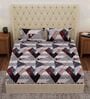 Blue Abstract 180 TC Polyester Double Size Bedsheet With 2 Pillow Covers