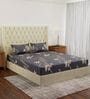 Grey Abstract 180 TC Polyester Double Size Bedsheet With 2 Pillow Covers