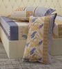 Blue Floral 180 TC Polyester Double Size Bedsheet With 2 Pillow Covers