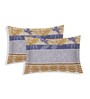 Blue Floral 180 TC Polyester Double Size Bedsheet With 2 Pillow Covers
