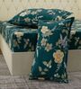 Green Floral 180 TC Polyester Double Size Bedsheet With 2 Pillow Covers