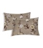 Beige Floral 180 TC Polyester Double Size Bedsheet With 2 Pillow Covers