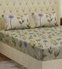 Green Floral 180 TC Polyester Double Size Bedsheet With 2 Pillow Covers