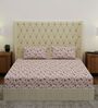 Pink Floral 180 TC Polyester Double Size Bedsheet With 2 Pillow Covers