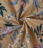 Beige Floral 180 TC Polyester Double Size Bedsheet With 2 Pillow Covers