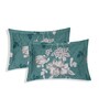 Blue Floral 180 TC Polyester Double Size Bedsheet With 2 Pillow Covers