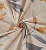 Beige Floral 180 TC Polyester Double Size Bedsheet With 2 Pillow Covers