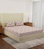 Pink Floral 180 TC Polyester Double Size Bedsheet With 2 Pillow Covers