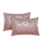 Peach Floral 180 TC Polyester Double Size Bedsheet With 2 Pillow Covers