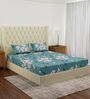 Blue Floral 180 TC Polyester Double Size Bedsheet With 2 Pillow Covers