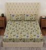 Green Floral 180 TC Polyester Double Size Bedsheet With 2 Pillow Covers