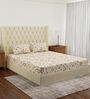 Cream Floral 180 TC Polyester Double Size Bedsheet With 2 Pillow Covers