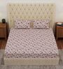 Pink Floral 180 TC Polyester Double Size Bedsheet With 2 Pillow Covers