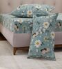 Green Floral 180 TC Polyester Double Size Bedsheet With 2 Pillow Covers