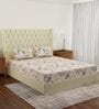 Beige Floral 180 TC Polyester Double Size Bedsheet With 2 Pillow Covers